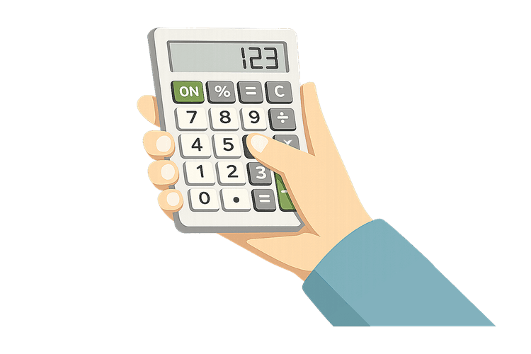 Käsi käyttämässä laskinta